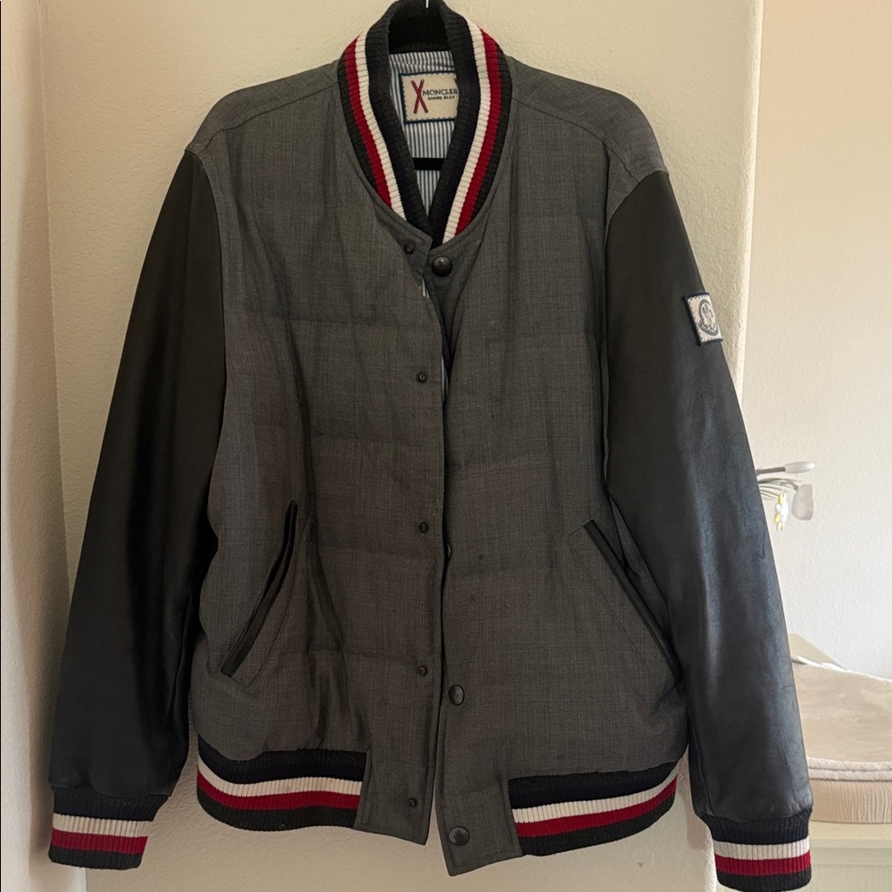 Moncler Gray and Black Bomber Jacket